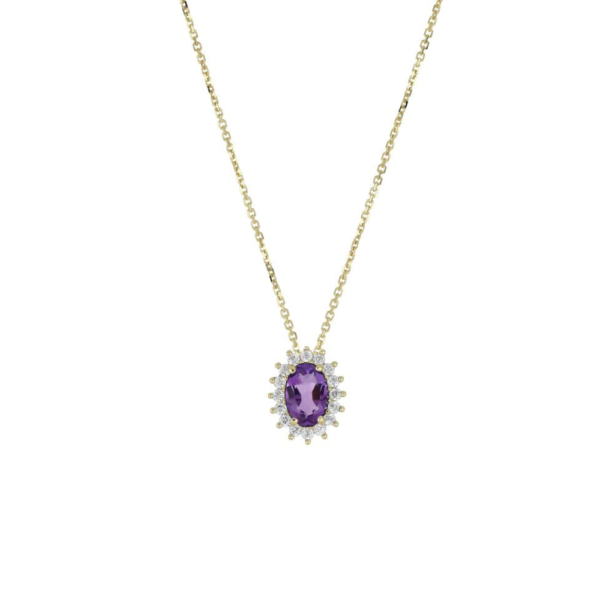 Collana Donna Igold In Oro Giallo 9 Kt Con Zircone Viola E Bianchi
