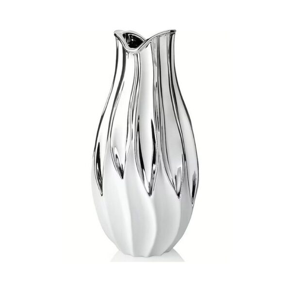 Vaso Ottaviani Flora In Argento 925 Con Smalto Bianco