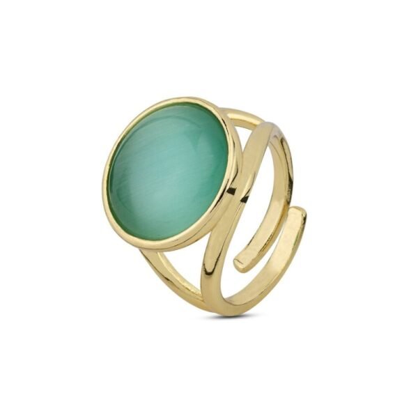 Anello Donna Boccadamo In Bronzo Placcato Oro Giallo E Cristallo Verde Acqua