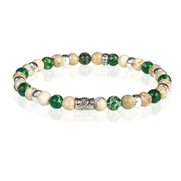 Bracciale Elastico Uomo Gerba Con Pietre Dure E Argento 925