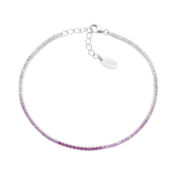 Bracciale Tennis Amen In Argento 925 Con Zirconi Fucsia Degradè