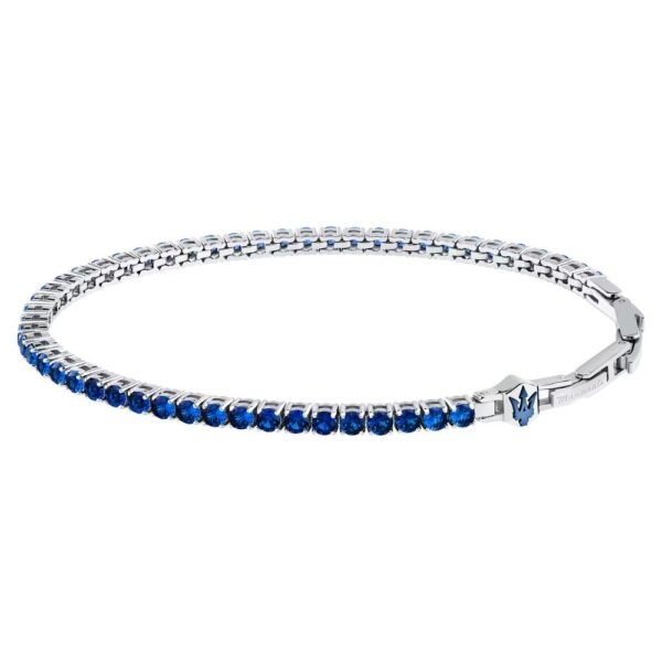 Bracciale Tennis Uomo Maserati In Acciaio Silver E Spinelli Blu