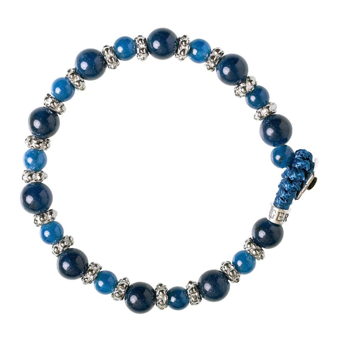 Bracciale Uomo Gerba LAB 134 Con Aulite Celeste E Occhio Di Tigre - Argento 925, Fatto A Mano In Italia