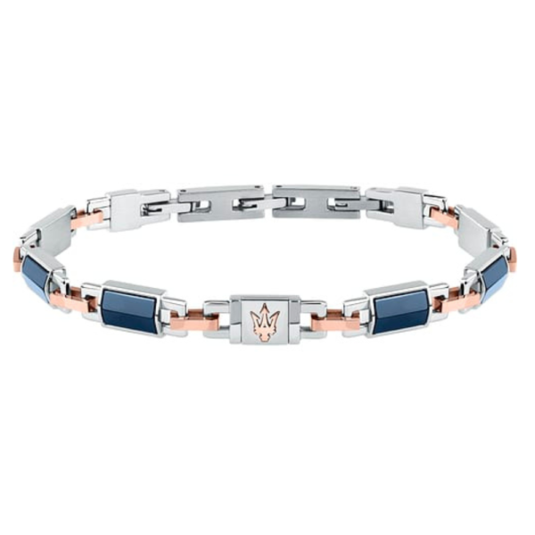 Bracciale Uomo Maserati In Acciaio Bicolore E Ceramica Blu