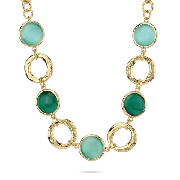 Collana Donna Boccadamo In Bronzo Placcato Oro Giallo E Cristalli Verdi