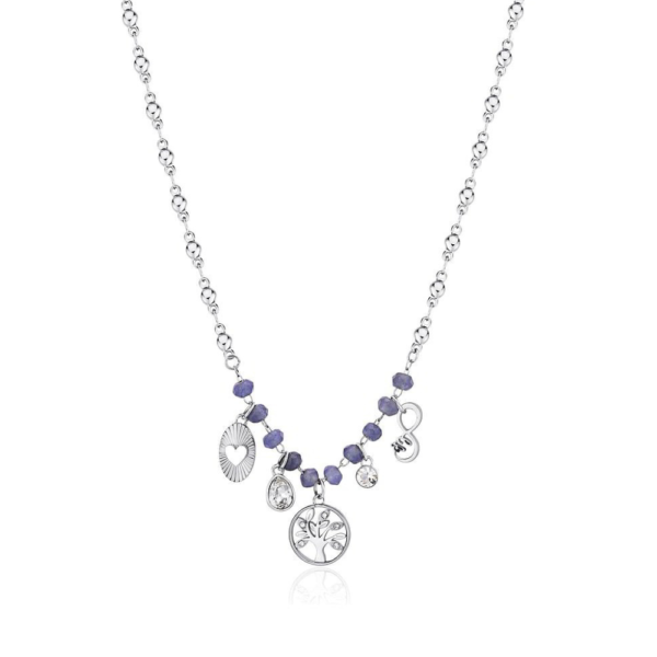 Collana Donna Brosway In Acciaio Con Albero Della Vita E Cristalli Viola Chakra