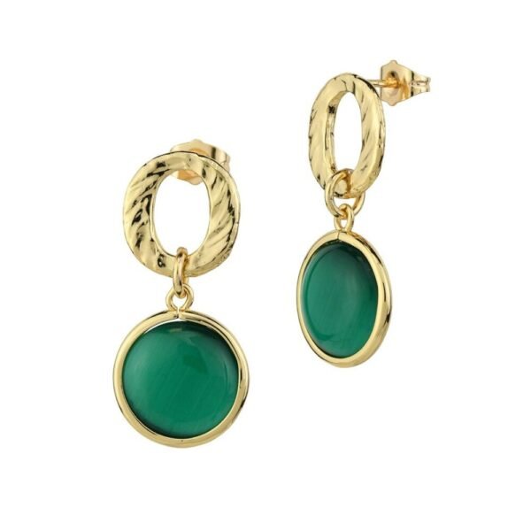 Orecchini Donna Boccadamo In Bronzo Con Placcatura Oro Giallo E Cristalli Verdi