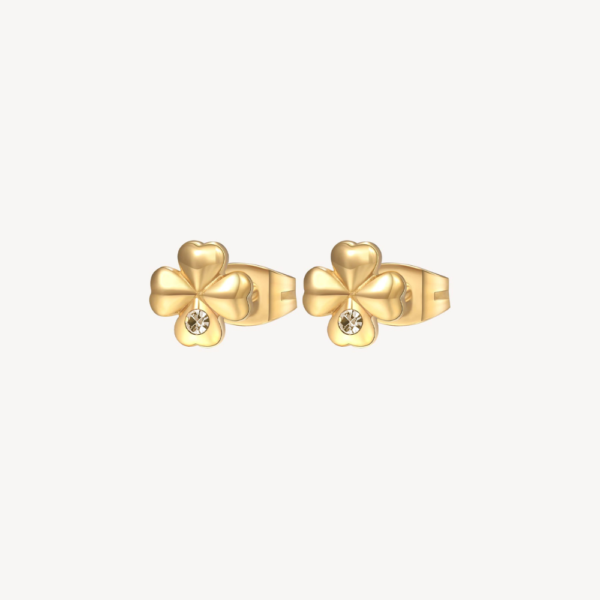 Orecchini Donna Brosway In Acciaio Dorato A Quadrifoglio Con Zircone Bianco