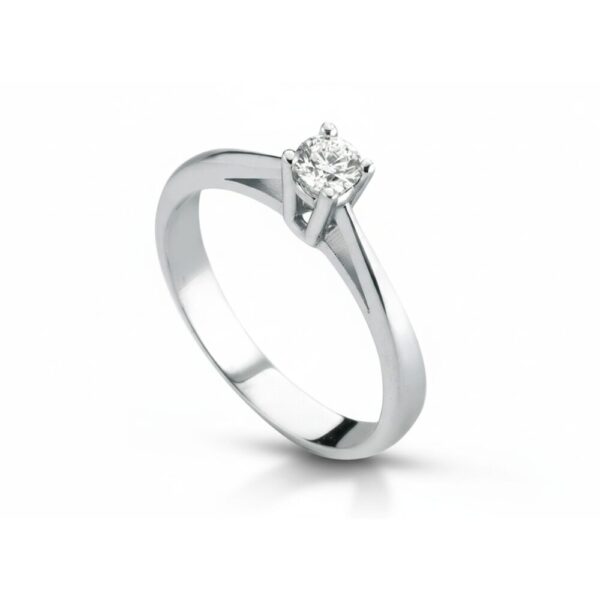 Anello Donna Solitario Kioto In Oro Bianco 9 Kt E Diamante 0.05 Ct