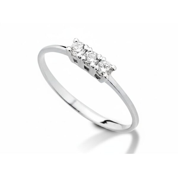 Anello Donna Trilogy Kioto In Oro Bianco 9 Kt E Diamanti 0.21 Ct