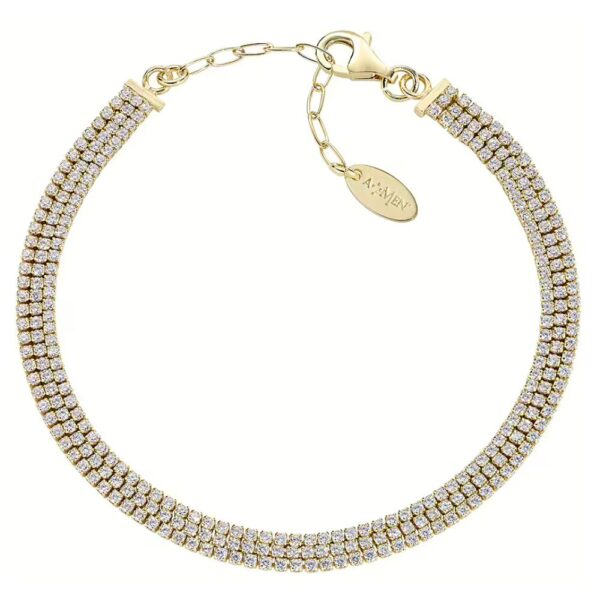 Bracciale Donna Amen Tennis Triplo Filo In Argento Dorato E Zirconi Bianchi