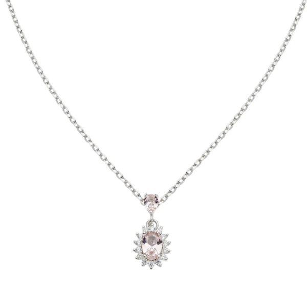 Collana Donna Amen In Argento 925 Con Morganite Rosa E Zirconi Bianchi