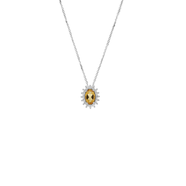 Collana Donna Igold In Oro Bianco 9 Kt Con Zirconi Bianchi E Zircone Giallo