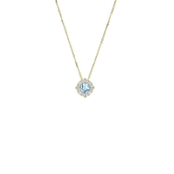 Collana Donna Igold In Oro Giallo 9 Kt Con Zirconi Bianchi E Zircone Acquamarina