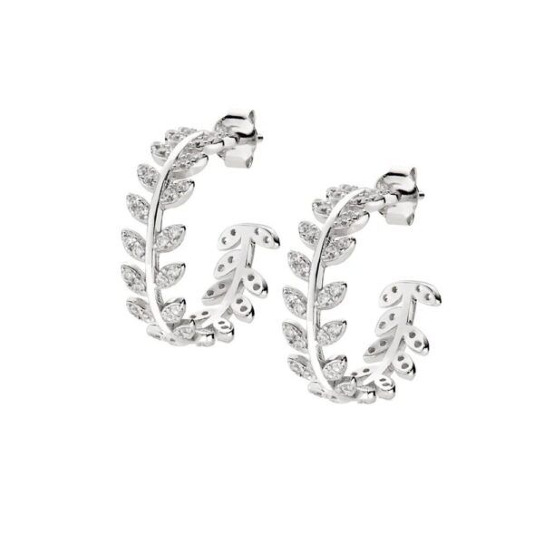 Orecchini Donna Amen In Argento 925 E Zirconi Bianchi A Foglia Di Ulivo