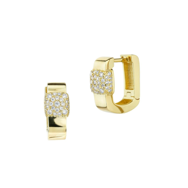 Orecchini Donna Boccadamo In Bronzo Placcato Oro Giallo E Pavè Di Zirconi Bianchi