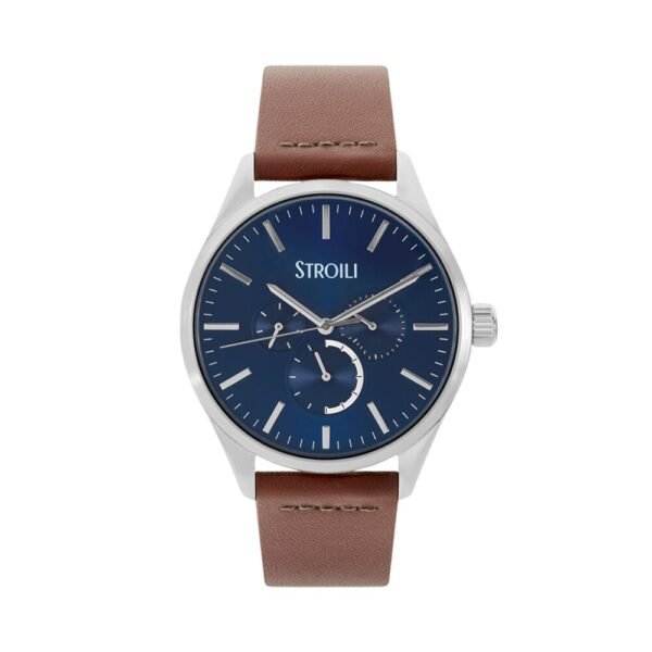 Orologio Uomo Stroili In Acciaio E Pelle Marrone Marrakech Multifunzione