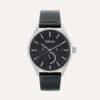 Orologio Uomo Stroili In Acciaio E Pelle Nera Marrakech Multifunzione