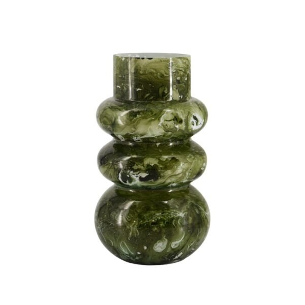 Vaso Ambroso In Vetro Verde Marmo 3 - Verre Gioielli Vaso Ambroso In Vetro Verde Marmo