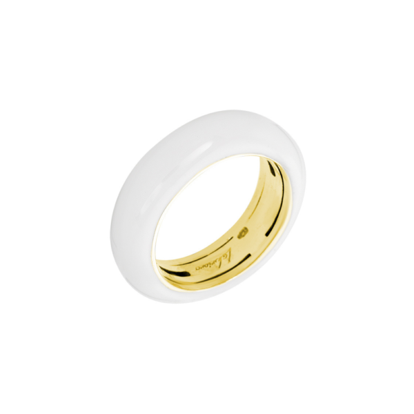 Anello Donna Labrioro In Argento 925 Dorato E Smalto Bianco