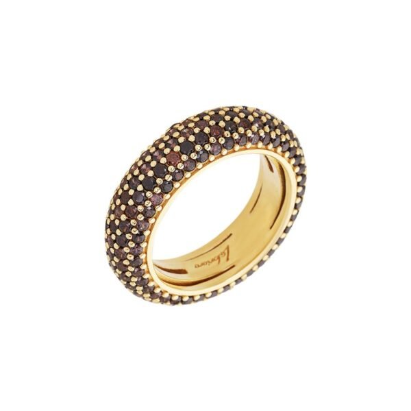 Anello Donna Labrioro In Argento 925 Dorato E Zirconi Marroni 3 - Verre Gioielli Anello Donna Labrioro In Argento 925 Dorato E Zirconi Marroni