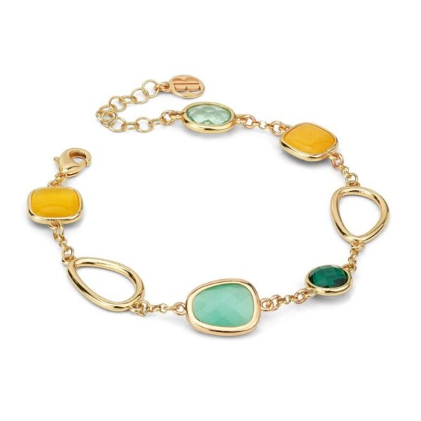 Bracciale Donna Boccadamo In Bronzo Placcato Oro Giallo E Cristalli Verde E Giallo
