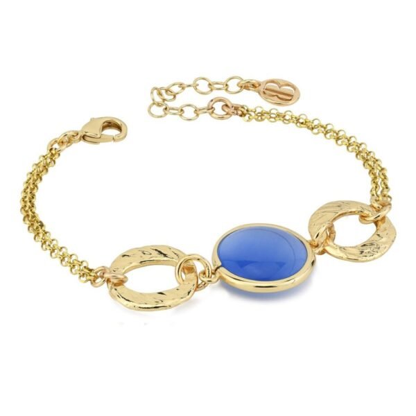 Bracciale Donna Boccadamo In Bronzo Placcato Oro Giallo E Cristallo Blu