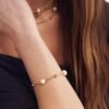 Bracciale Donna Unoaerre In Bronzo Placcato Oro Giallo E Perle Naturali 3 Verre Gioielli - l'istituzione del gioiello
