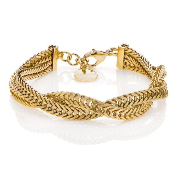 Bracciale Donna Unoaerre Intrecciato In Bronzo Dorato E Placcatura Oro Giallo
