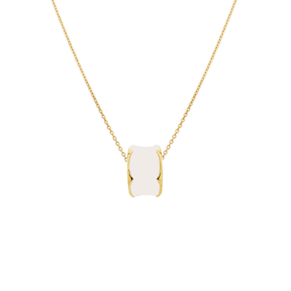 Collana Donna Labrioro In Argento 925 Dorato E Smalto Bianco Con Elemento Centrale