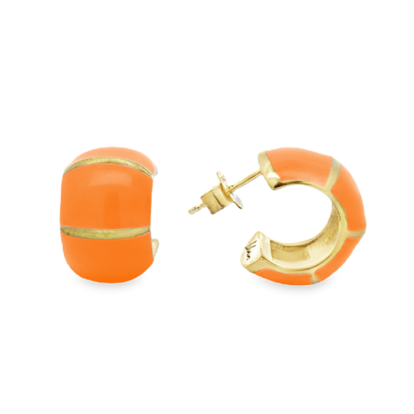 Orecchini Donna Semi Cerchio Labrioro In Argento 925 Dorato E Smalto Arancione