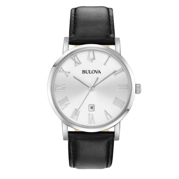 Orologio Bulova Uomo Clipper Solo Tempo In Acciaio E Pelle Nera 2 - Verre Gioielli Orologio Bulova Uomo Clipper Solo Tempo In Acciaio E Pelle Nera