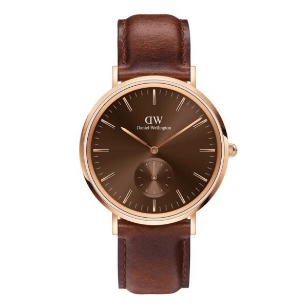 Orologio Uomo Classic Amber Daniel Wellington In Acciaio Rosato E Pelle Marrone