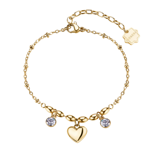Bracciale Donna Brosway In Acciaio Dorato Con Cuore E Cristalli Bianchi