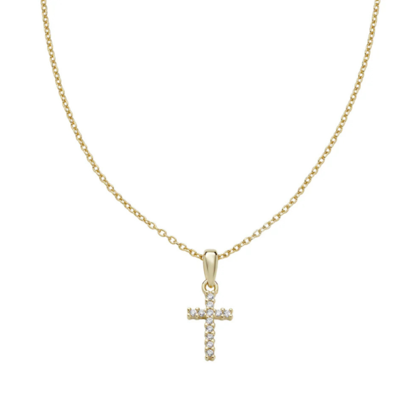 Collana Donna Amen In Argento 925 Dorato Con Croce E Zirconi Bianchi