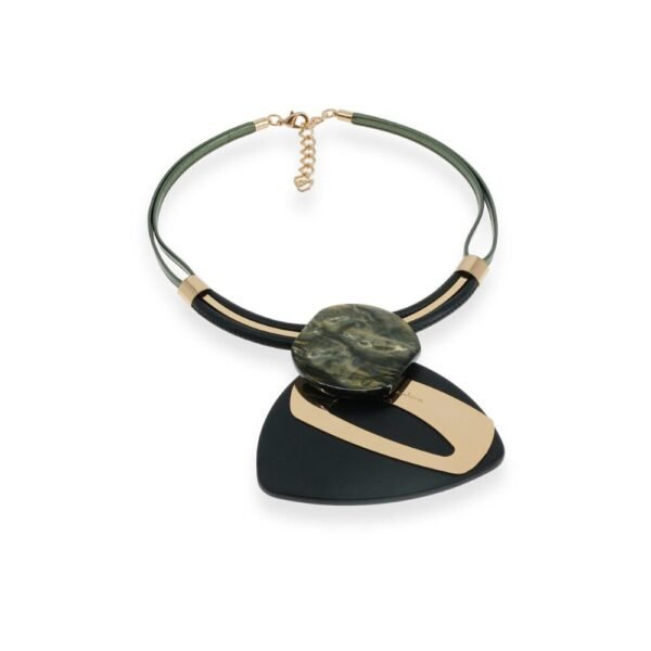 Collana Donna Antura In Ottone E Resina Con Pelle Verde
