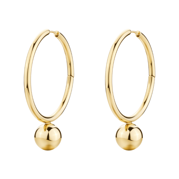 Orecchini Donna Brosway Perfect In Acciaio E Pvd Oro Giallo A Cerchio Con Sfera Pendente