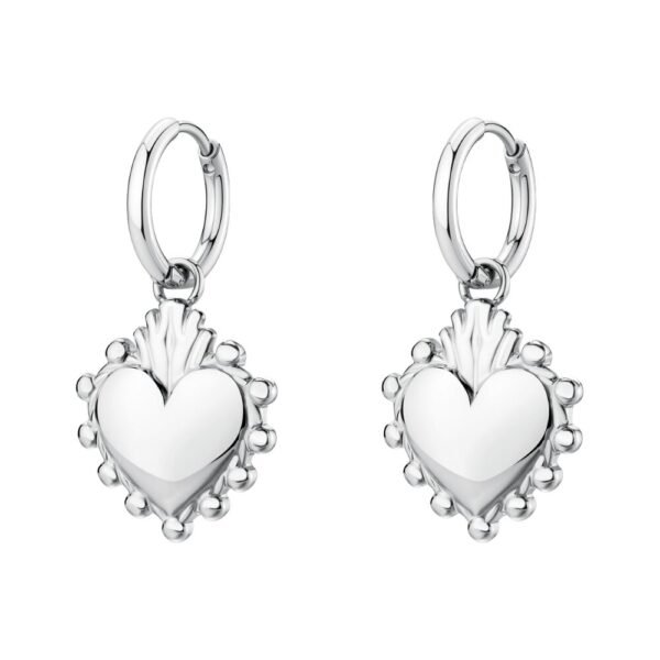 Orecchini Donna Cerchio Brosway Chakra In Acciaio Silver E Pendente A Cuore