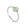 Anello Donna Kioto In Oro Bianco 9 Kt Con Diamanti 0.03 Ct E Cristallo Verde