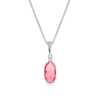Collana Donna Kioto In Oro Bianco 9 Kt Con Diamanti 0.015 Ct E Cristallo Rosa