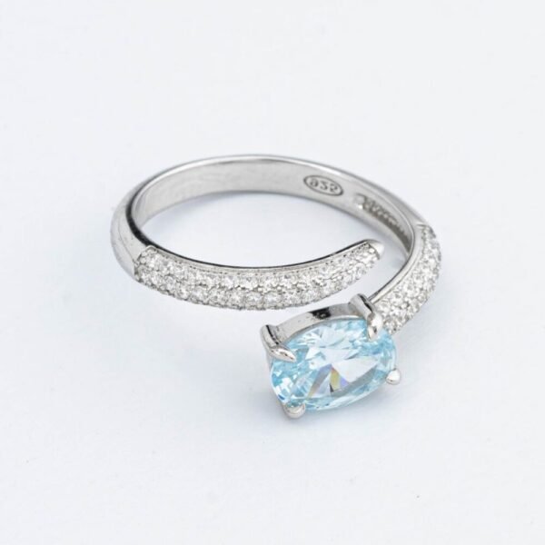 Anello Donna Bottega Boccadamo In Argento 925 Con Zirconi Bianchi E Cristallo Acquamarina (2)