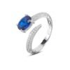 Anello Donna Bottega Boccadamo In Argento 925 Con Zirconi Bianchi E Cristallo Blu 2 - Verre Gioielli Anello Donna Bottega Boccadamo In Argento 925 Con Zirconi Bianchi E Cristallo Blu