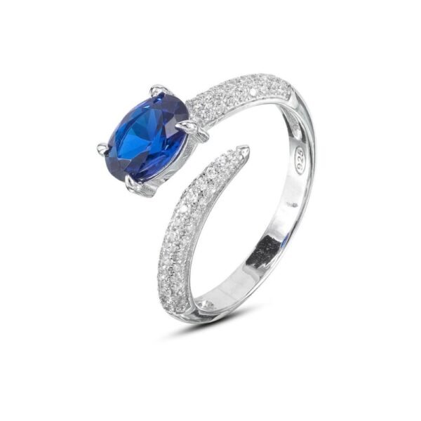 Anello Donna Bottega Boccadamo In Argento 925 Con Zirconi Bianchi E Cristallo Blu