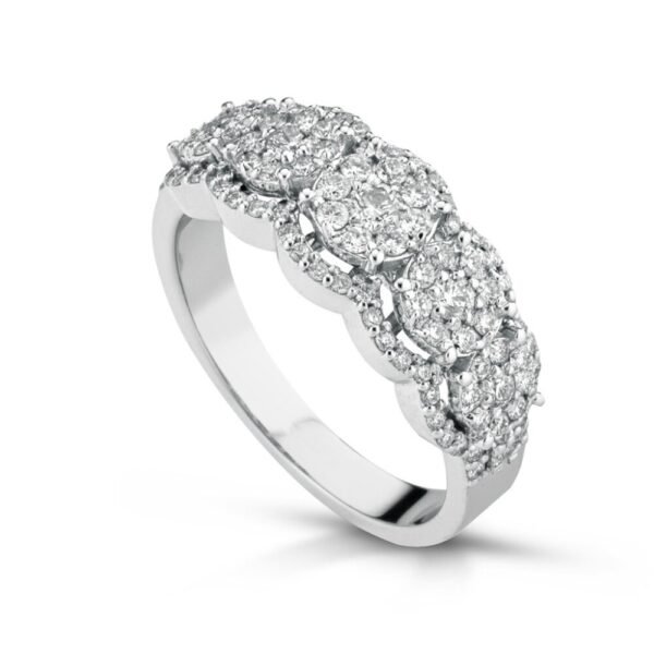 Anello Donna Veretta Pg Gioielli In Oro Bianco 18 Kt E Diamanti 1.14 Ct