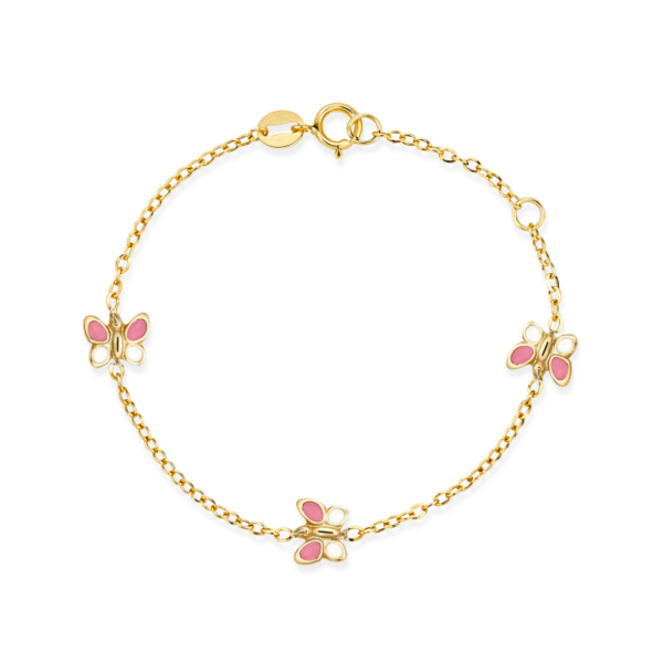 Bracciale Bambina Igold In Oro Giallo 9 Kt Con Farfalle Smaltate