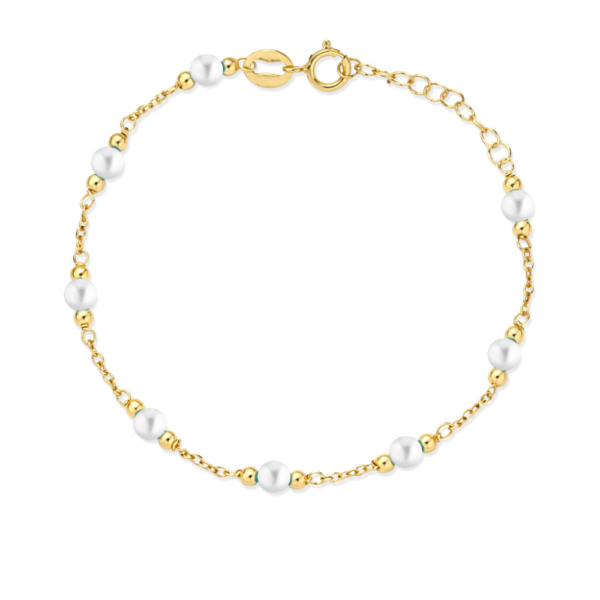 Bracciale Bambina Igold In Oro Giallo 9 Kt E Perle 3 - Verre Gioielli Bracciale Bambina Igold In Oro Giallo 9 Kt E Perle