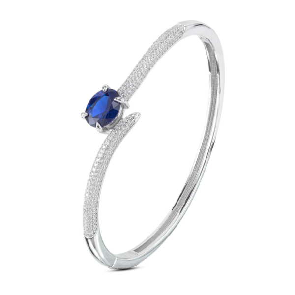 Bracciale Bangle Donna Bottega Boccadamo In Argento 925 Con Zirconi Bianchi E Cristallo Blu