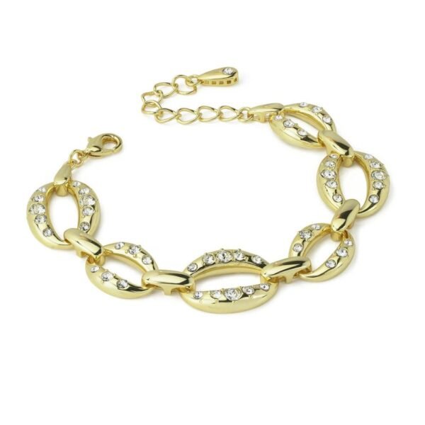 Bracciale Donna Boccadamo In Bronzo Placcato Oro Giallo E Cristalli Bianchi