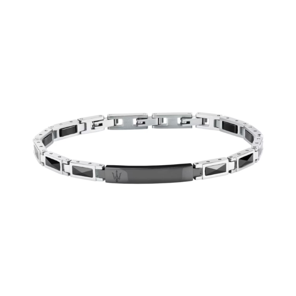 Bracciale Uomo Maserati In Acciaio Silver Con Ceramica Nera