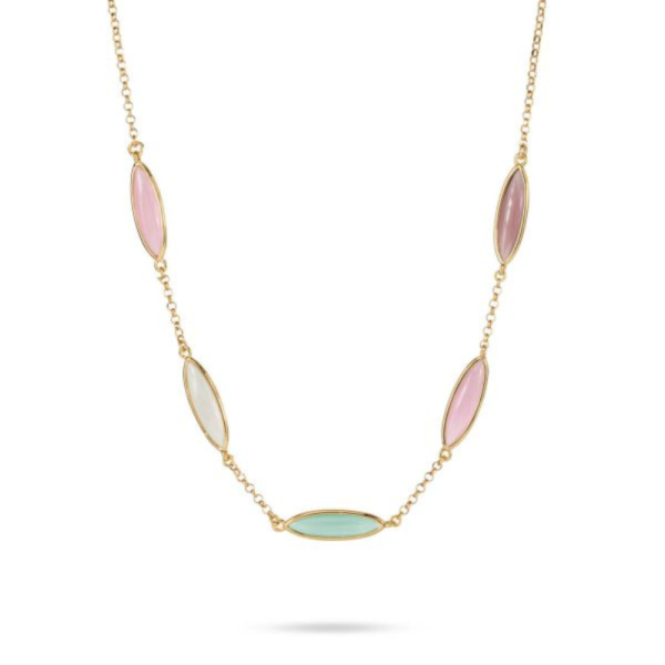 Collana Donna Girocollo Boccadamo In Bronzo Placcato Oro Giallo E Cristalli Multicolore